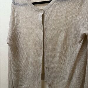 LOFT Cream Cardigan Sweater Lightweight Knit
